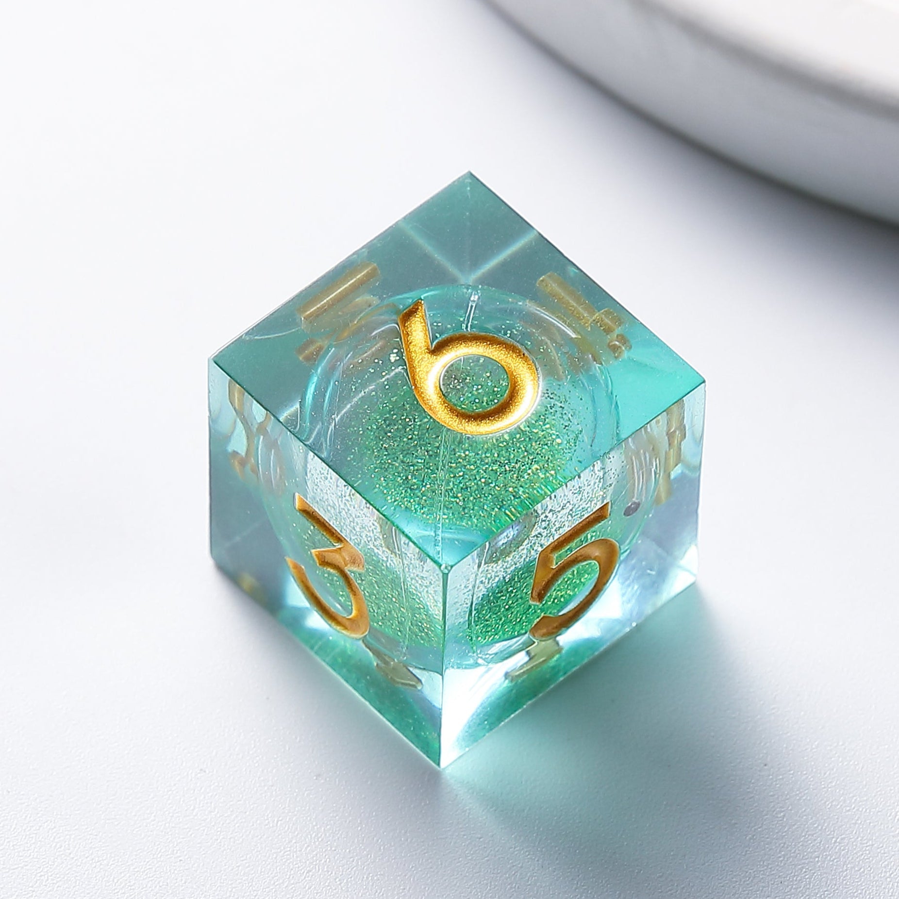 Emerald Light Forest Blessing Green Liquid Core Resin Dnd D&D Dice Set - Masters Dice