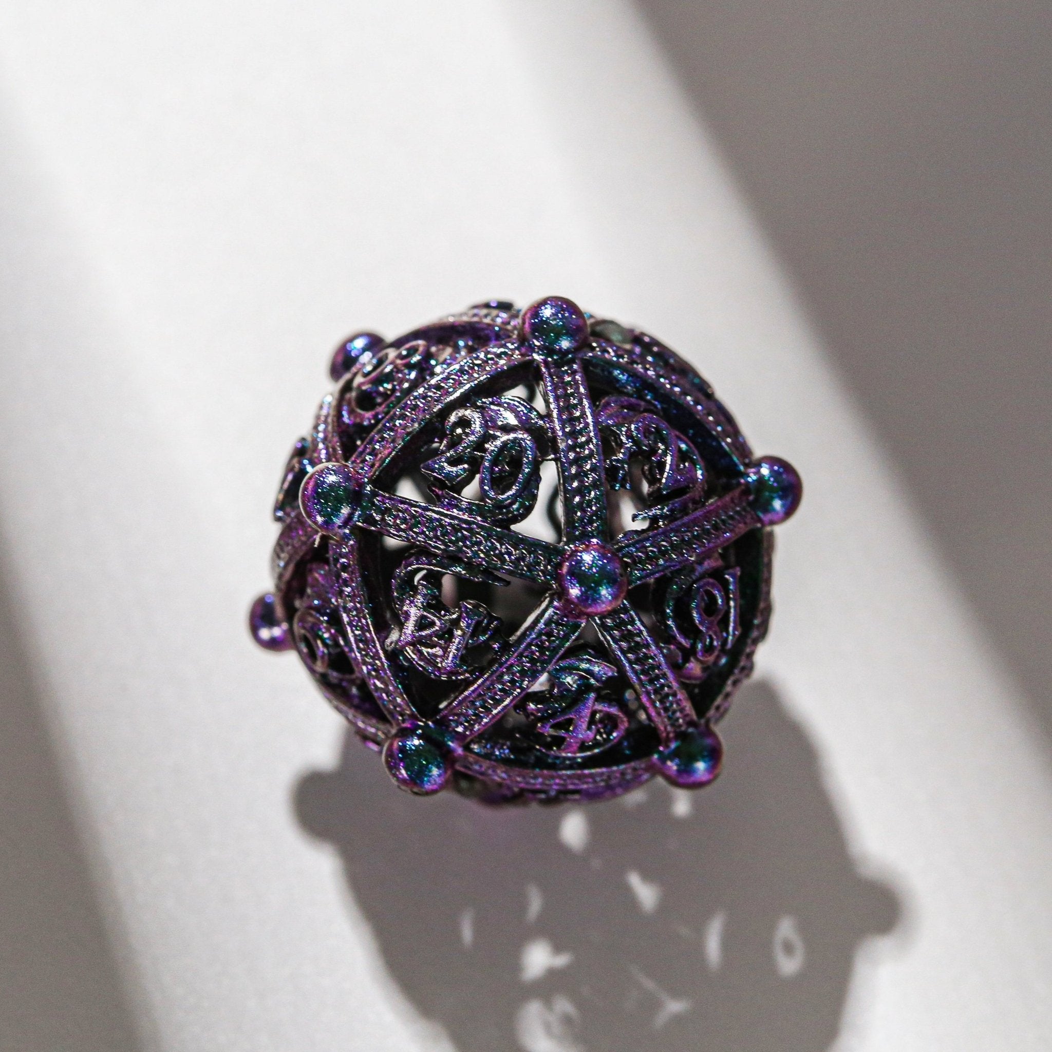 Enchanted Obsidian Purple Metal Dnd D&D Dice Set - Masters Dice