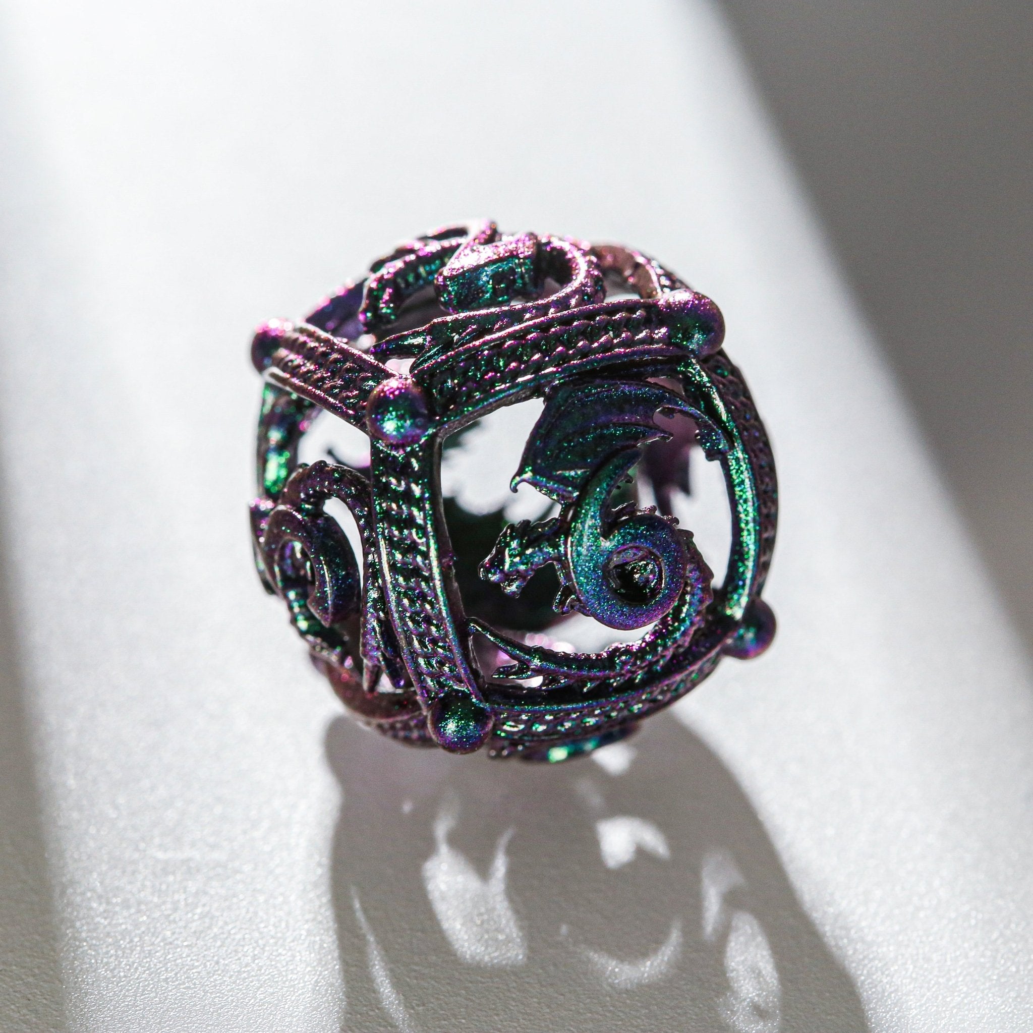 Enchanted Obsidian Purple Metal Dnd D&D Dice Set - Masters Dice