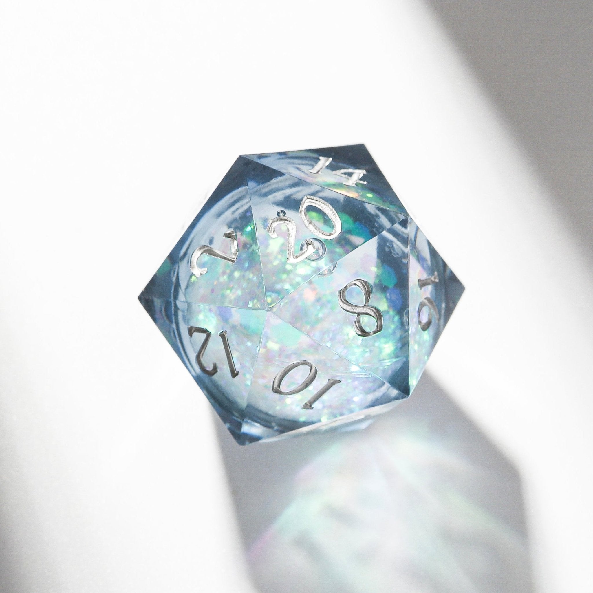 Frozen Crystal Ice Blue Liquid Core Resin Dnd D&D Dice Set - Masters Dice