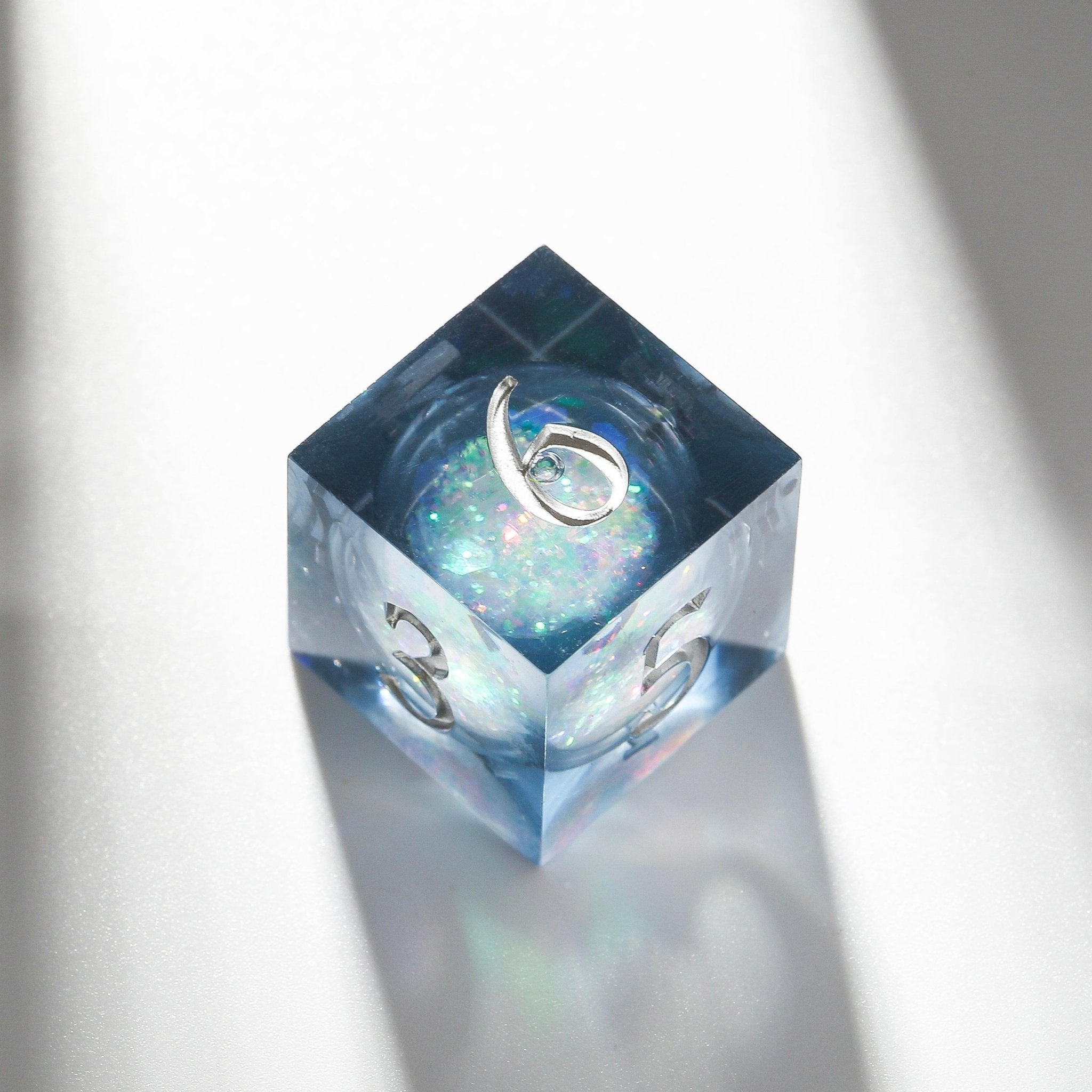 Frozen Crystal Ice Blue Liquid Core Resin Dnd D&D Dice Set - Masters Dice