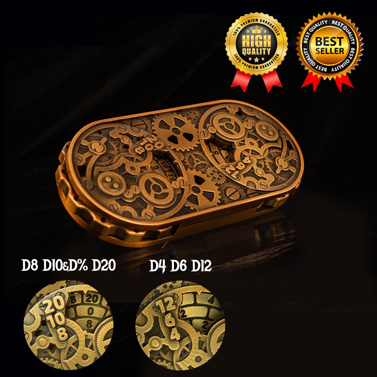 Masters Dice Artifact 001 – 7 - in - 1 Gearforged Spinner DND Dice for Dungeon Masters & True Fans - Masters Dice