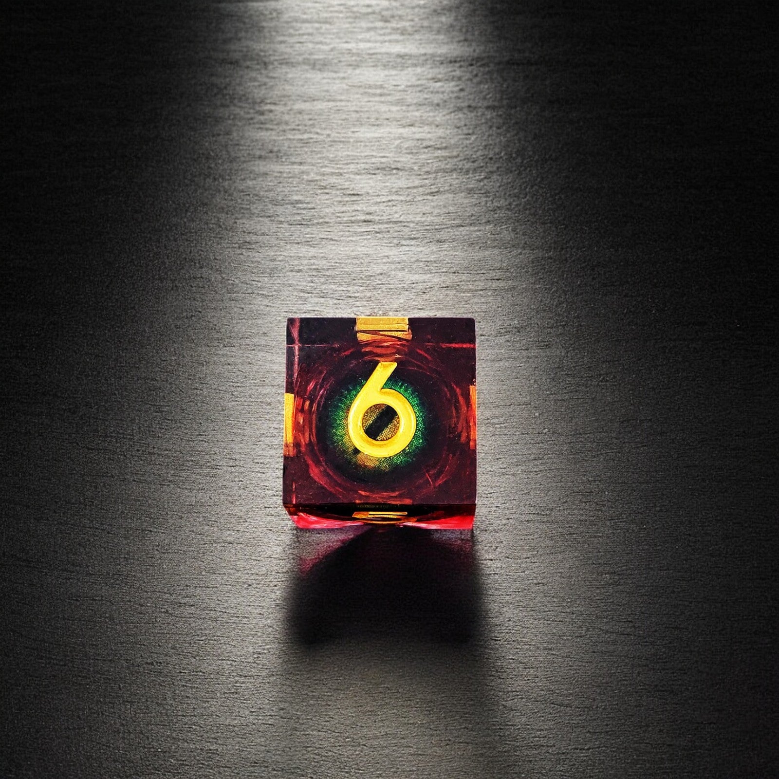 Golden Flame Dragon Eye Liquid Core Resin Dnd D&d Dice Set - Masters Dice