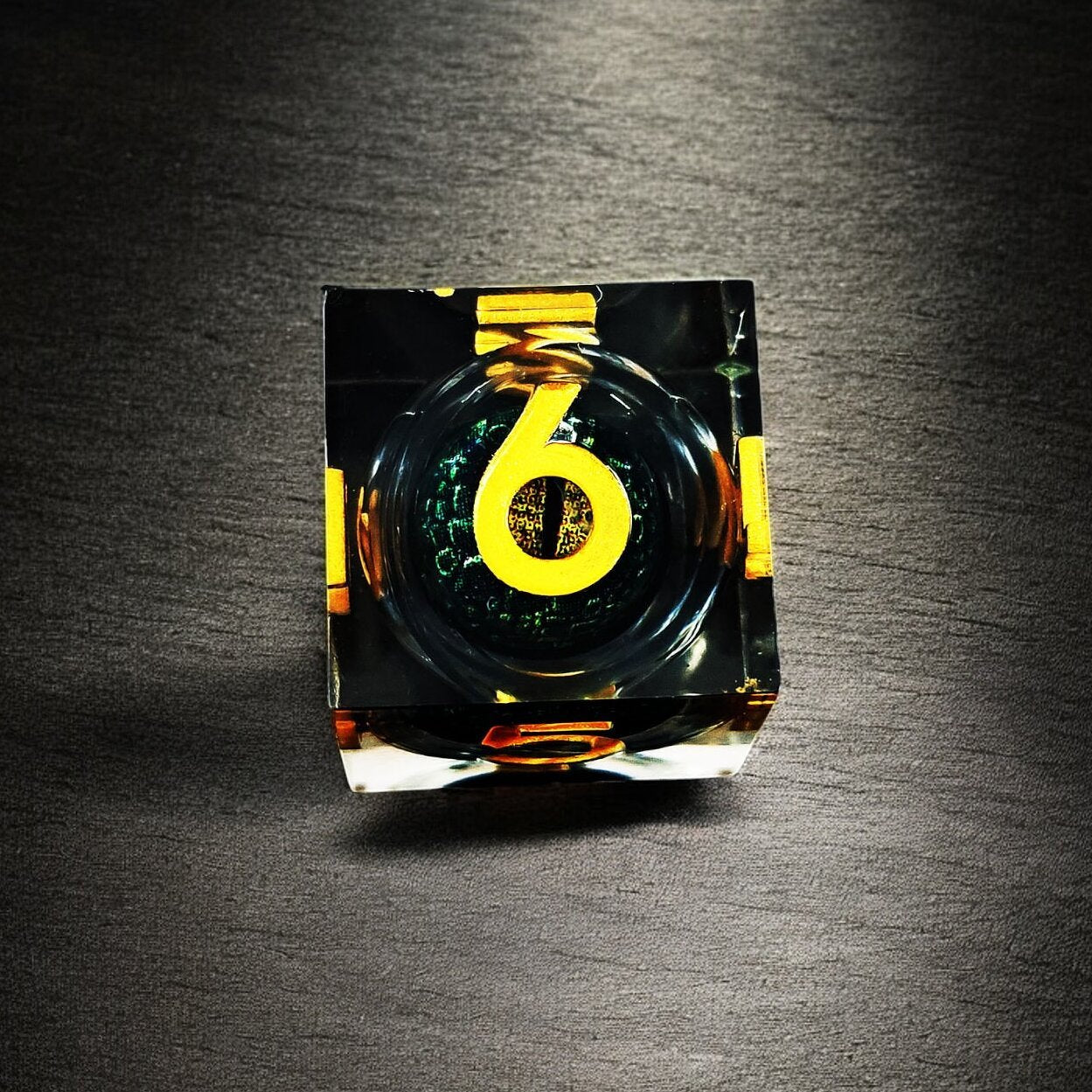 Golden Pupil Dragon Eye Liquid Core Resin Dnd D&d Dice Set - Masters Dice