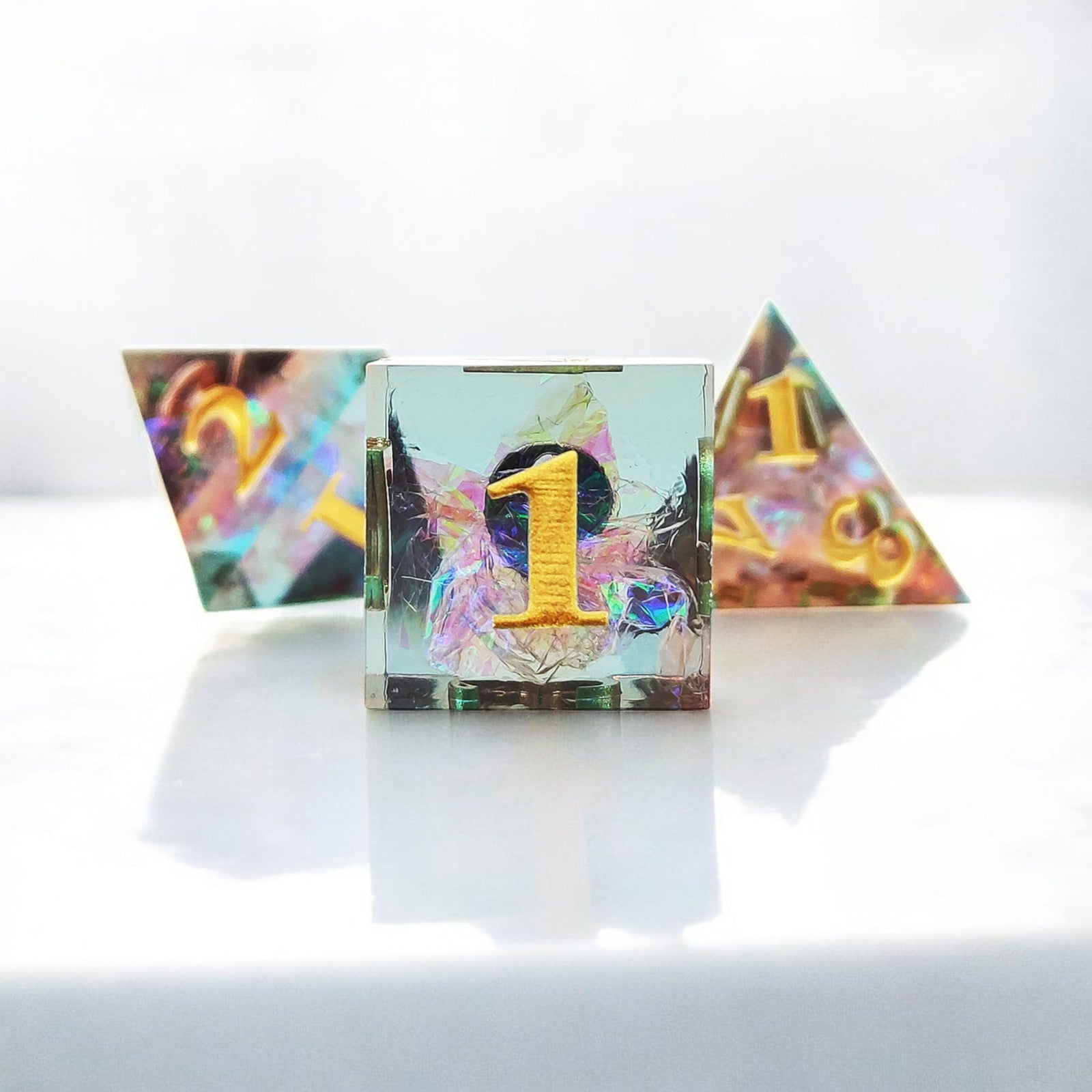 Golden Veil Aurora Resin Dnd D&d Dice Set - Masters Dice