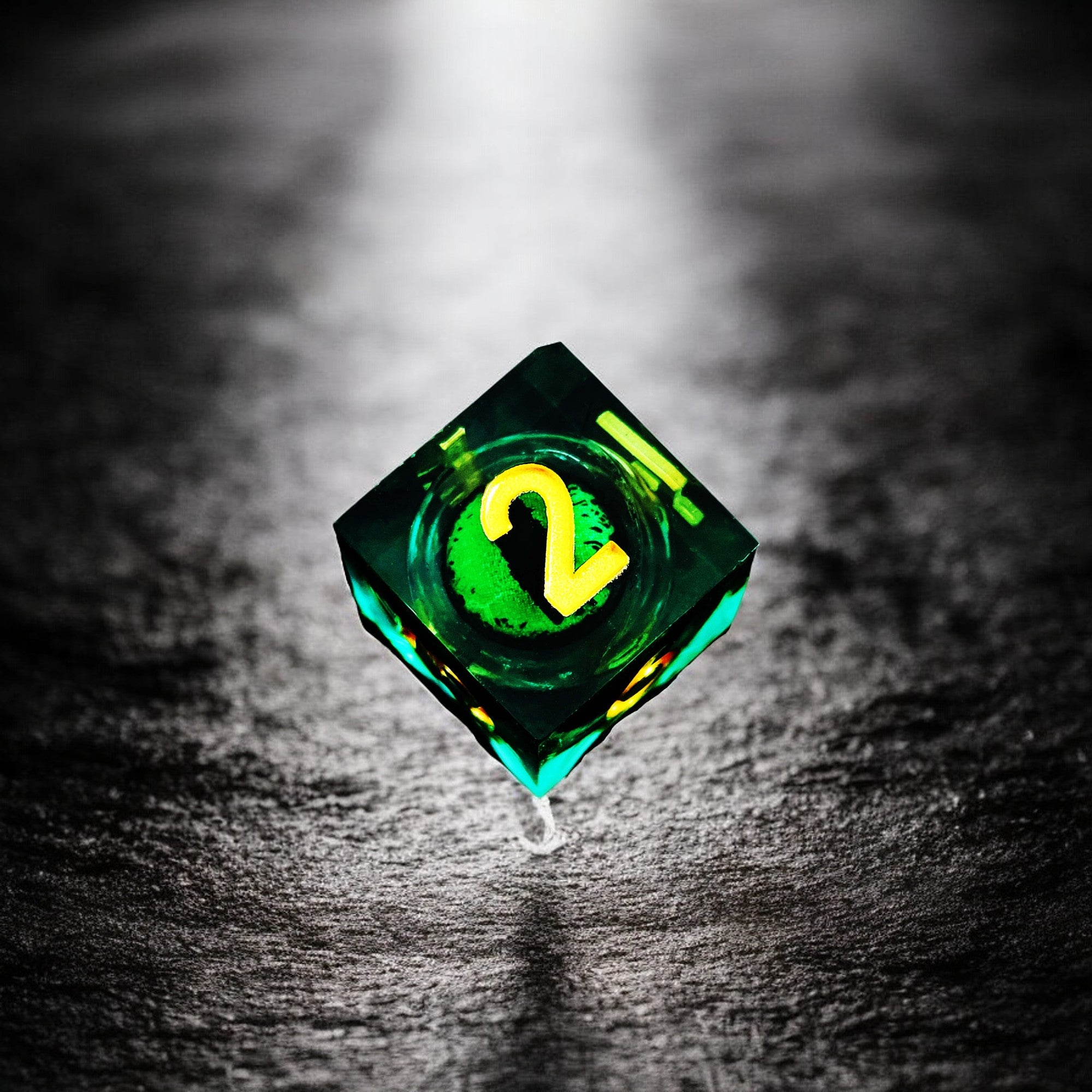 Green Emerald Abyss Pupil Dragon Eye Liquid Core Resin Dnd D&d Dice Set - Masters Dice