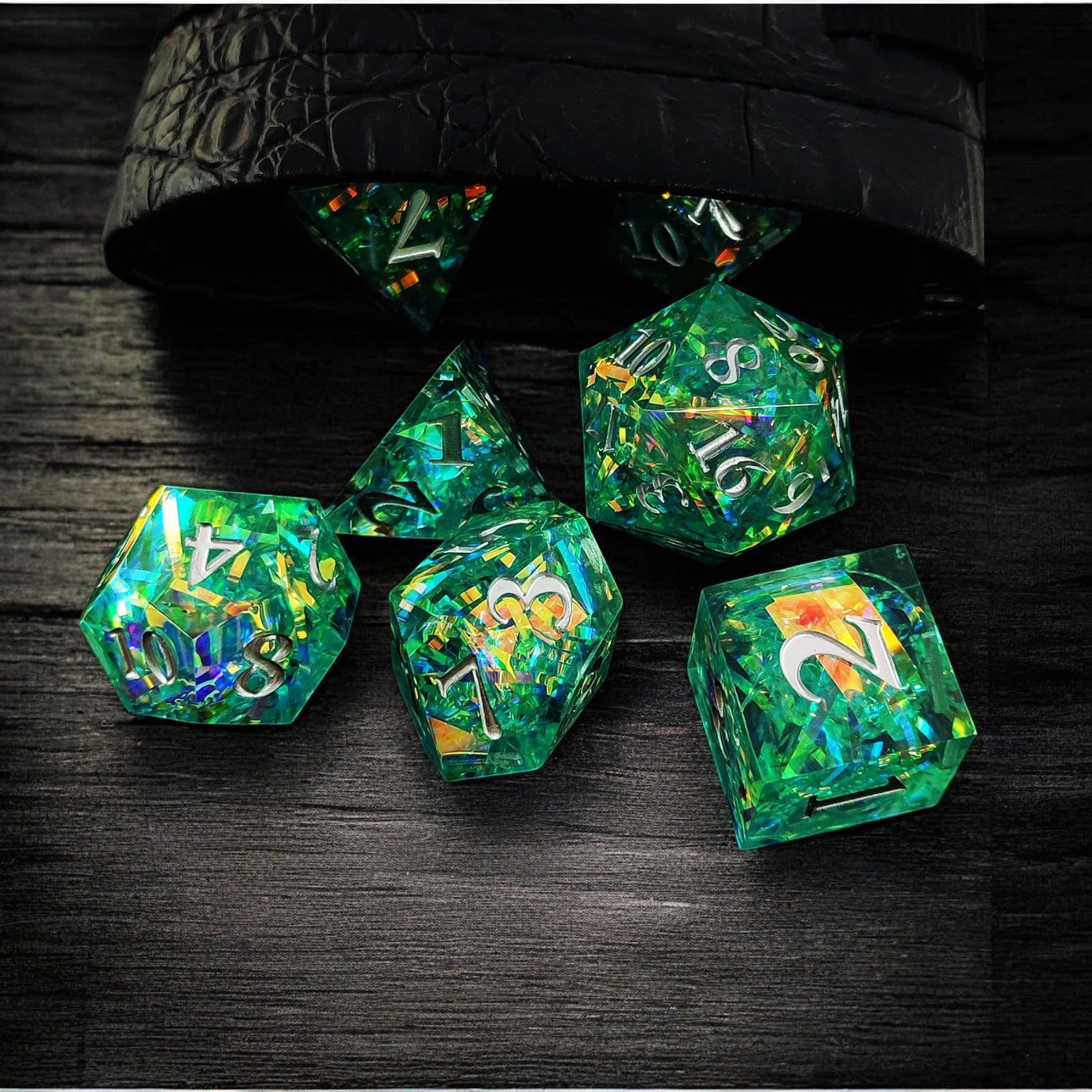 Green Verdant Glow Resin Dnd D&d Dice Set - Masters Dice
