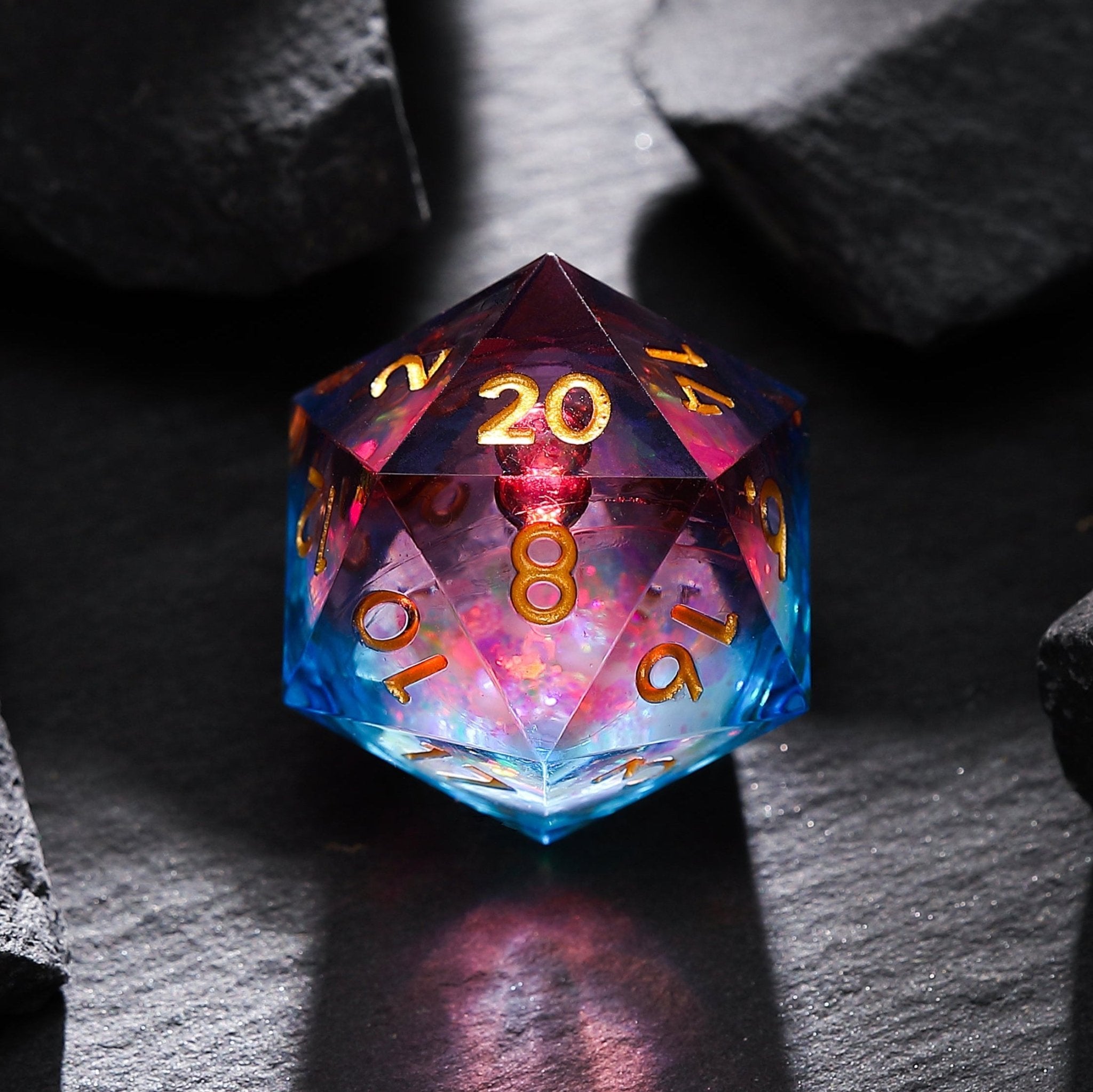 Nebula Realm Red & Blue Galaxy Liquid Core Resin Dnd D&D Dice Set - Masters Dice