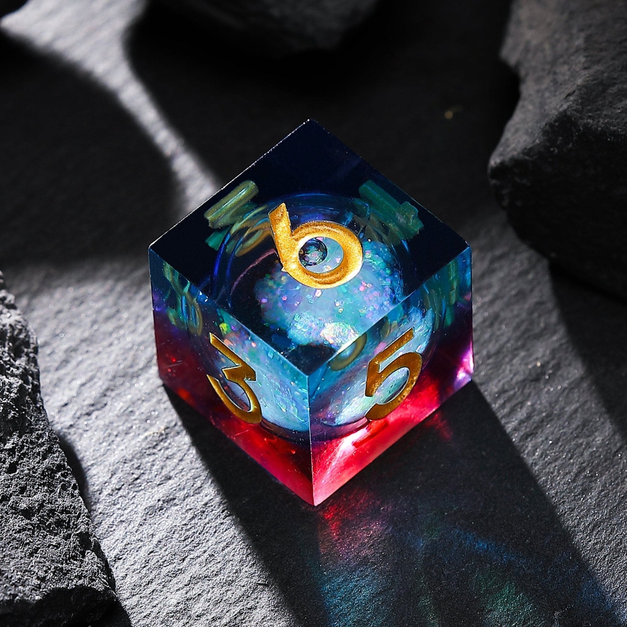 Nebula Realm Red & Blue Galaxy Liquid Core Resin Dnd D&D Dice Set - Masters Dice