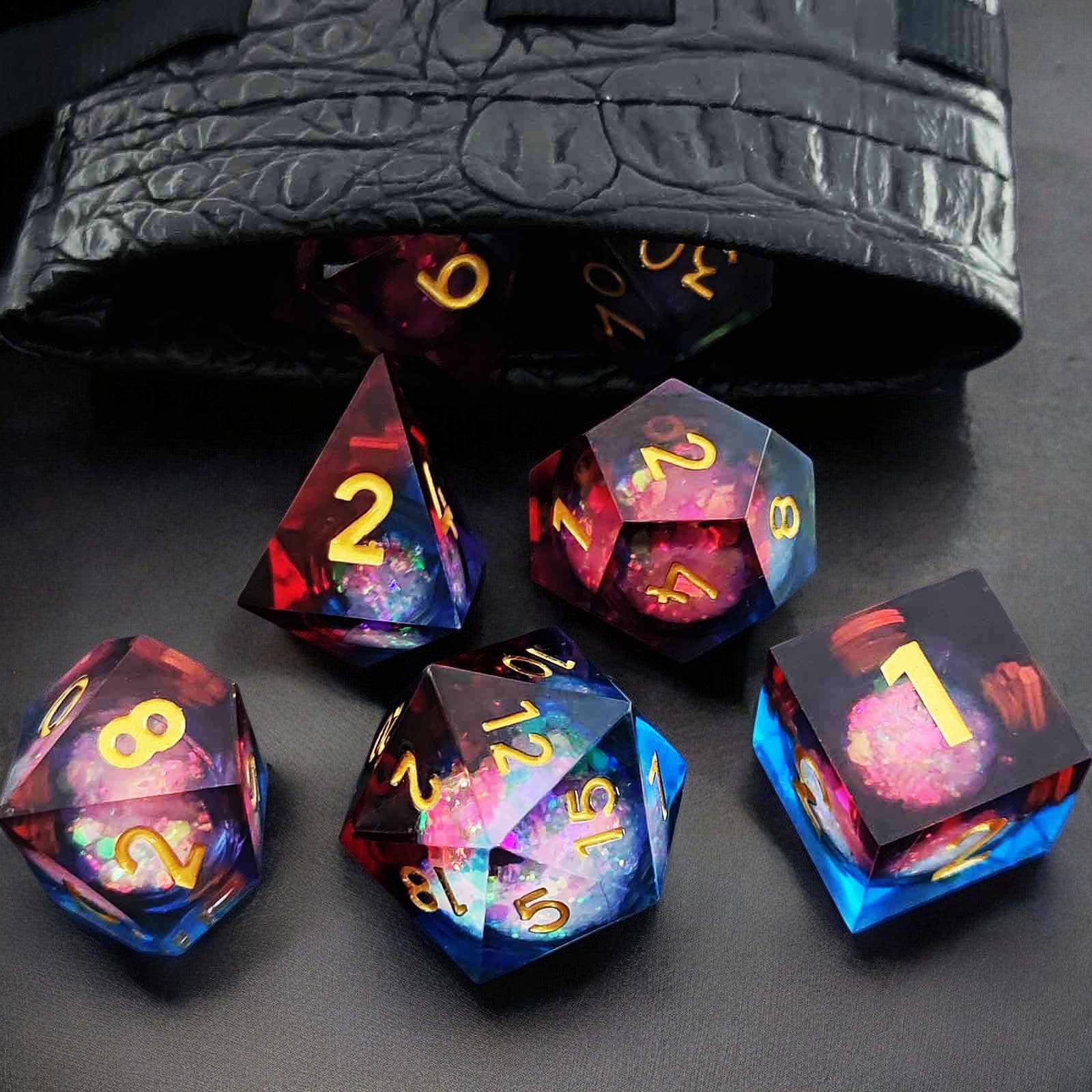 Prismatic Blaze Liquid Core Resin Dnd D&d Dice Set - Masters Dice