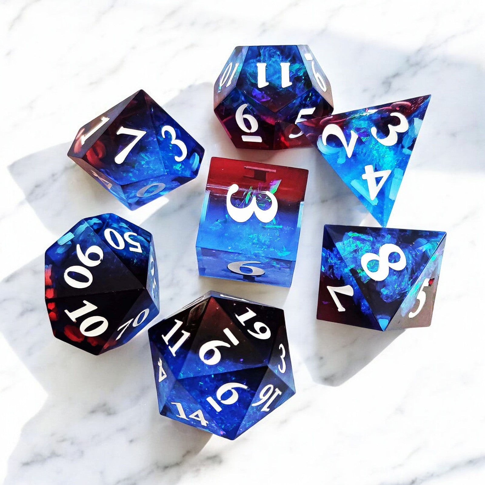 Red Blue Mystic Tide Resin Dnd D&d Dice Set - Masters Dice