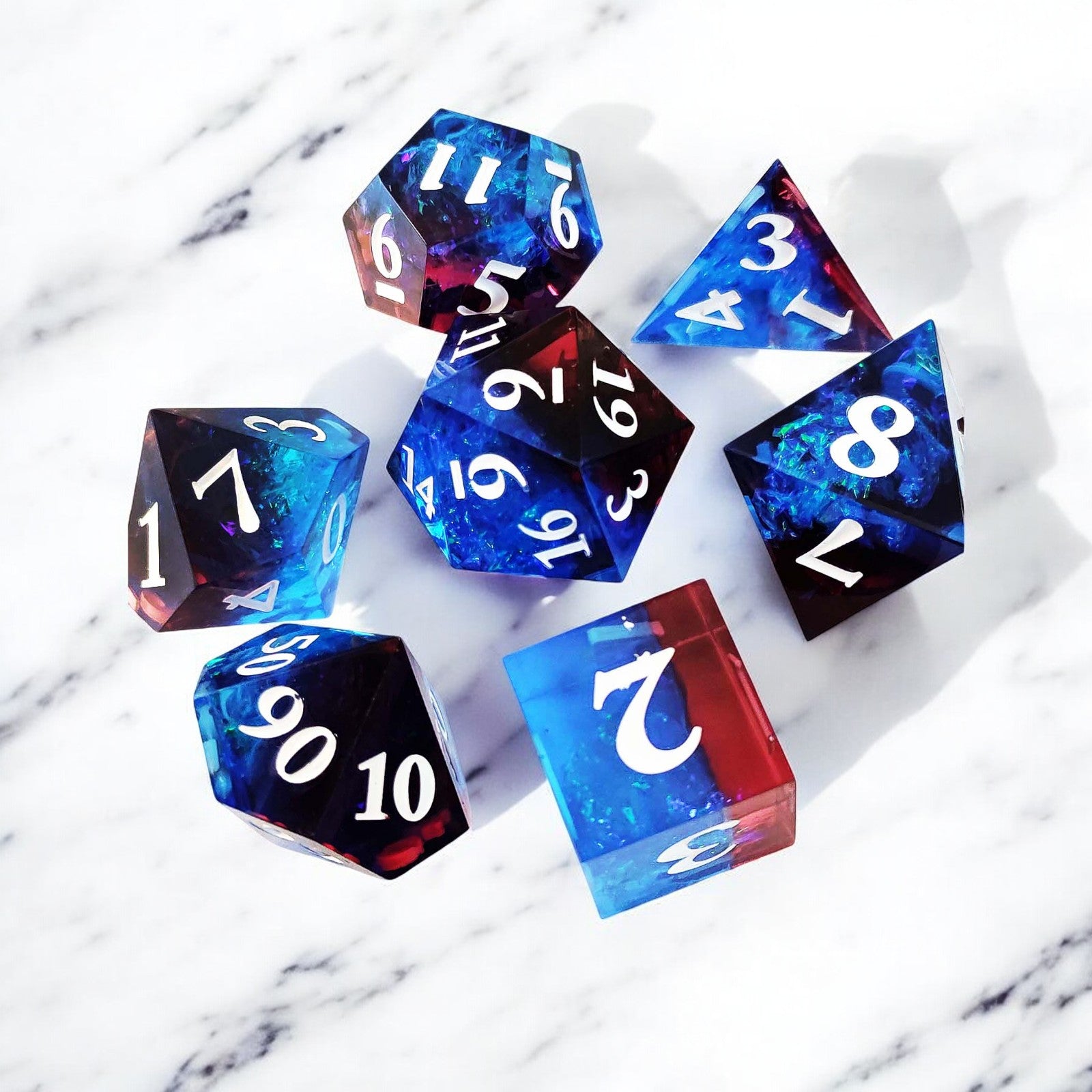 Red Blue Mystic Tide Resin Dnd D&d Dice Set - Masters Dice