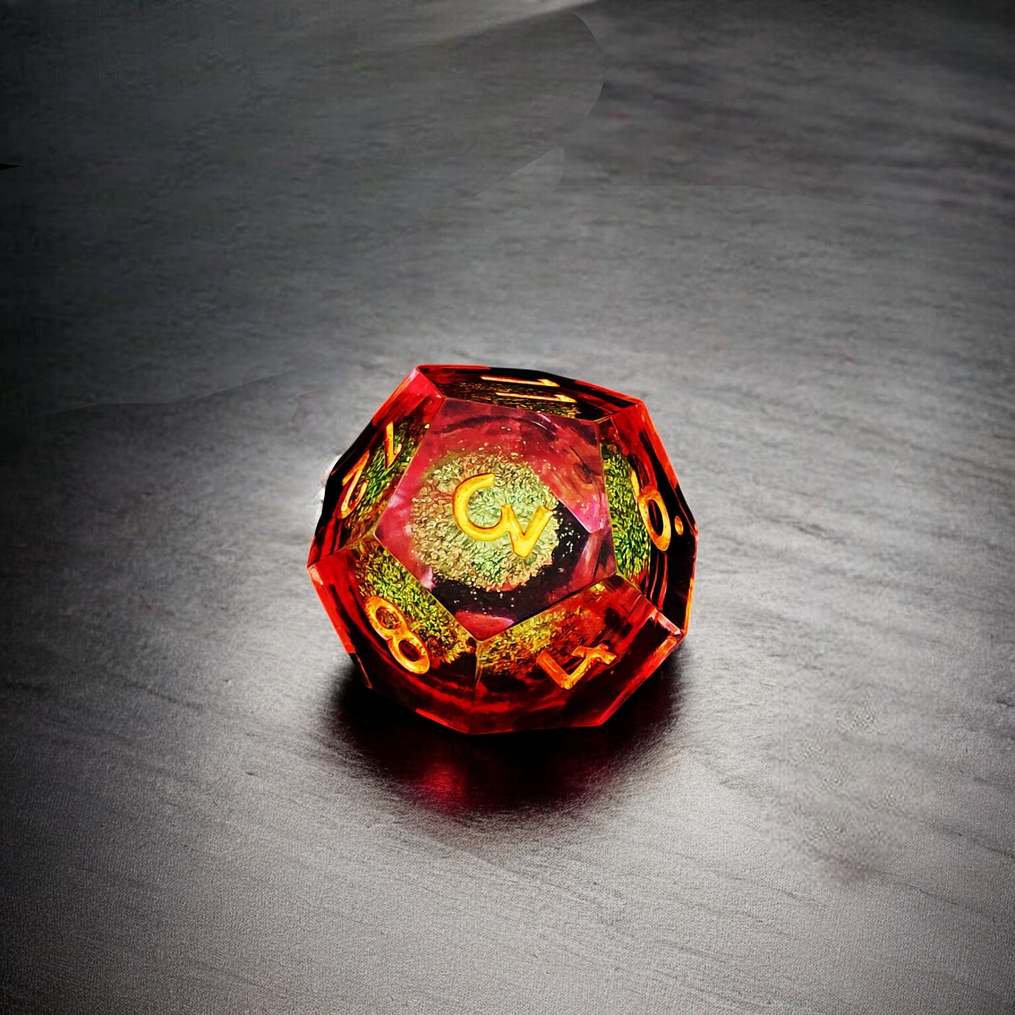 Red Green Radiant Jewel Liquid Core Resin Dnd D&d Dice Set - Masters Dice