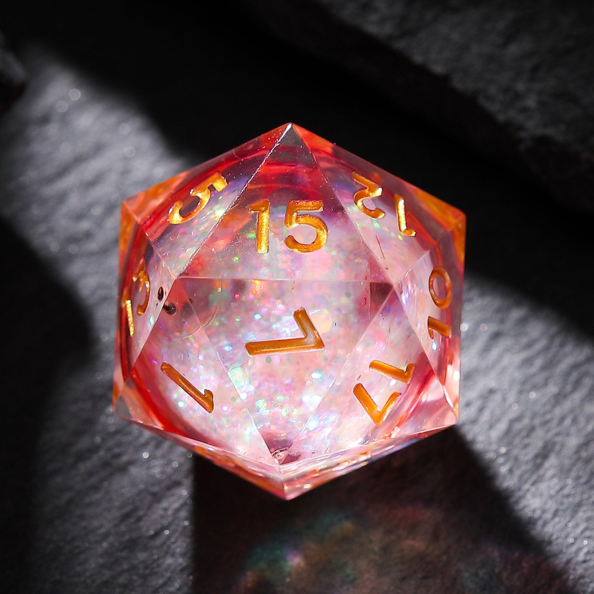 Ruby Inferno Red - Gold Liquid Core Resin Dnd D&D Dice Set - Masters Dice