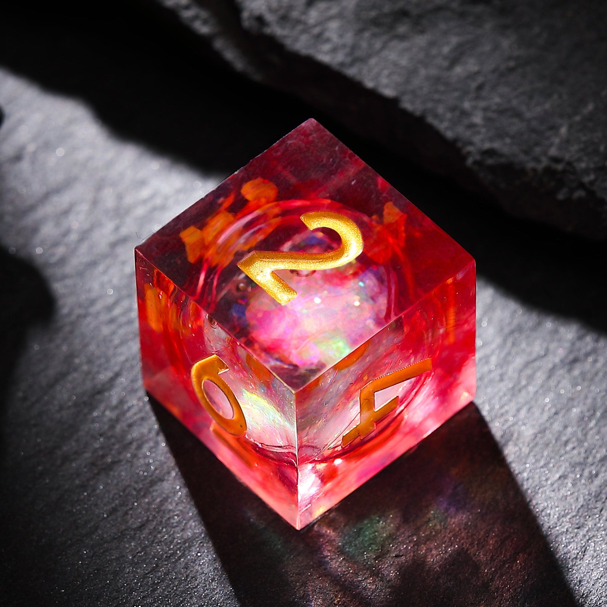 Ruby Inferno Red - Gold Liquid Core Resin Dnd D&D Dice Set - Masters Dice
