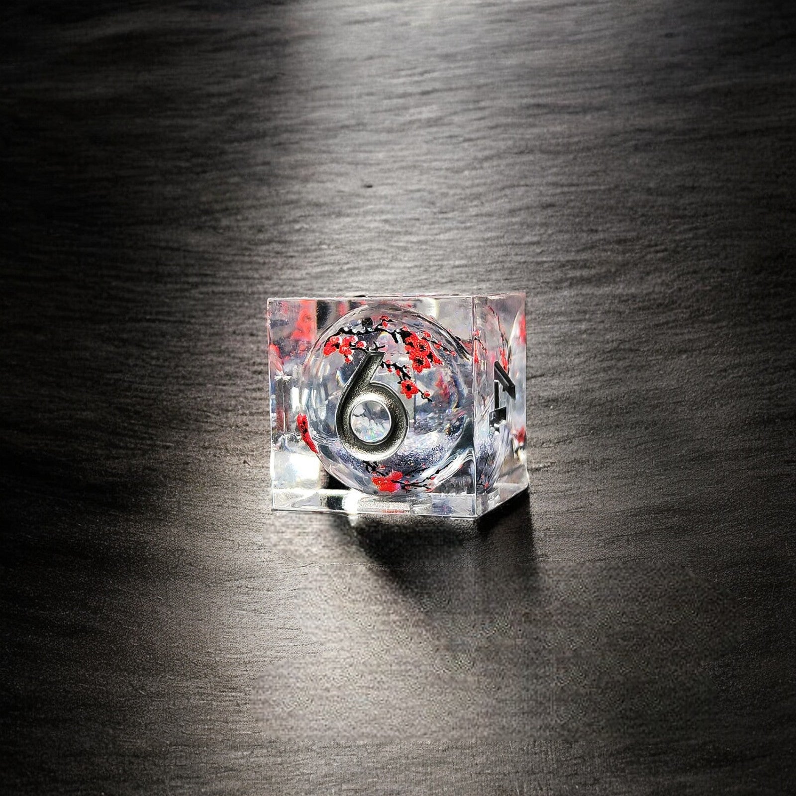Silver Plum Blossom Liquid Core Resin Dnd D&d Dice Set - Masters Dice