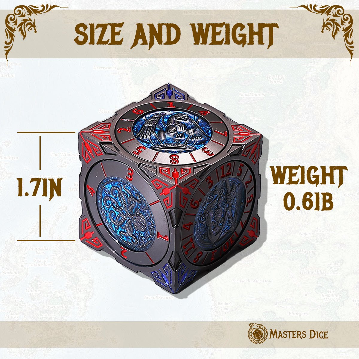 Masters Dice Relic 001 – 7 - in - 1 Monster Cube Spinner DND Dice for Dungeon Masters & True Fans - Masters Dice
