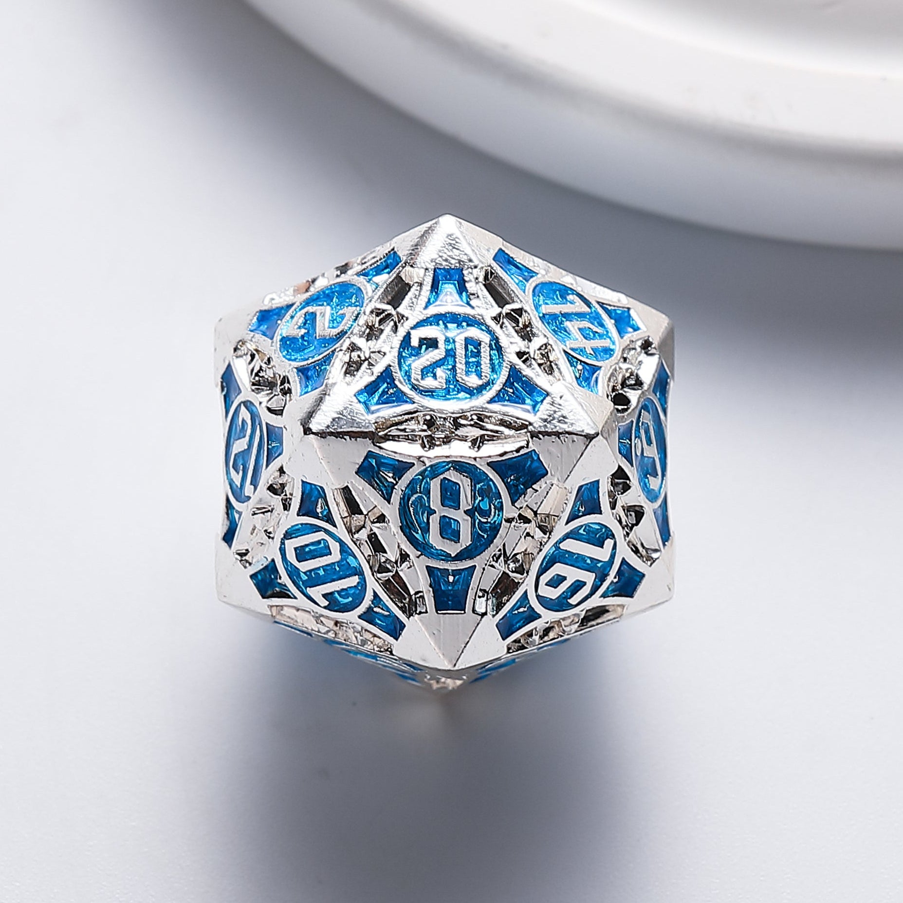 Stellar Forge Blue & Silver Oracle Metal Dnd D&D Dice Set - Masters Dice