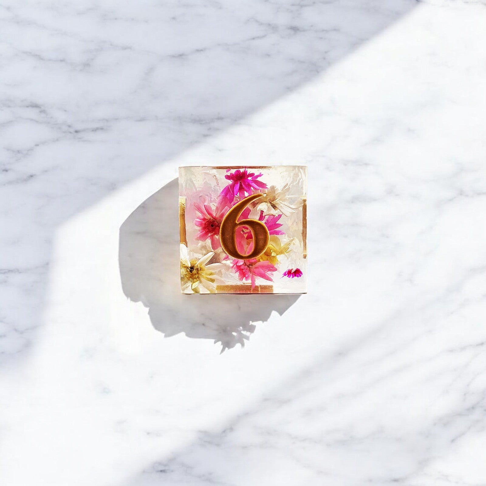 Transparent Flower Blooming Garde Resin Dnd D&d Dice Set - Masters Dice