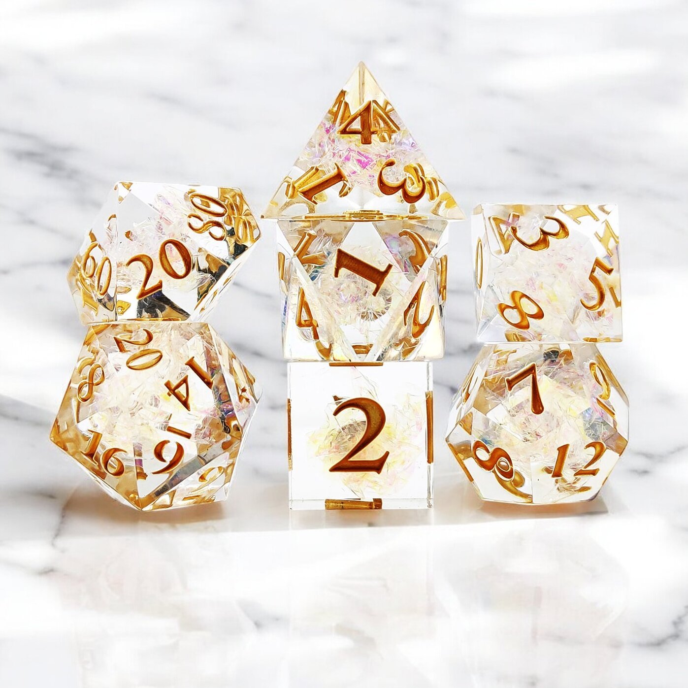 Transparent Gold Fragment Resin Dnd D&d Dice Set - Masters Dice