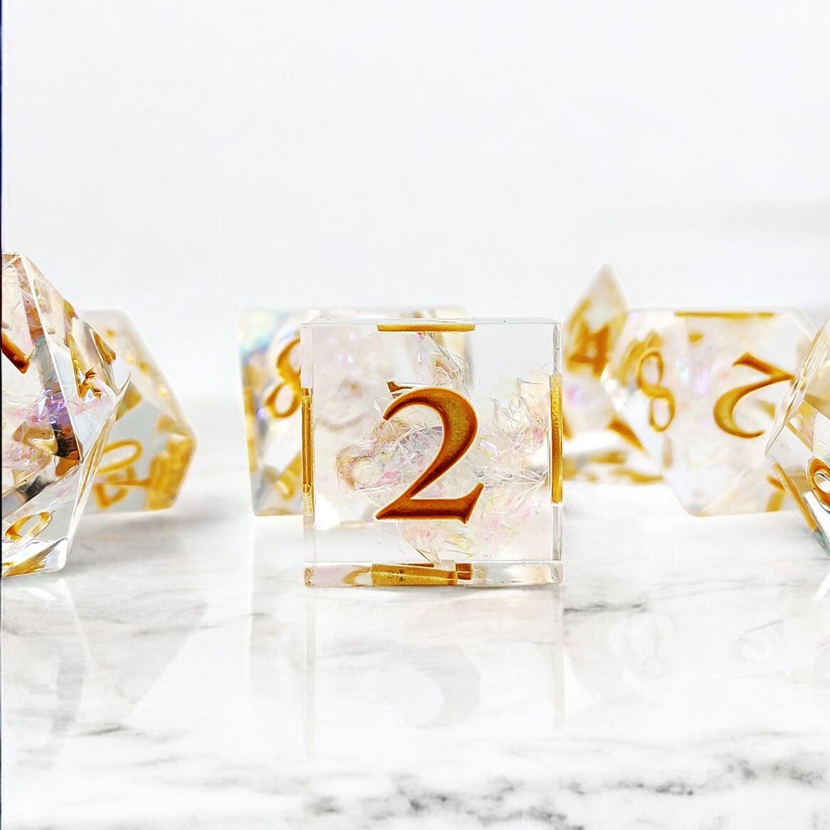 Transparent Gold Fragment Resin Dnd D&d Dice Set - Masters Dice