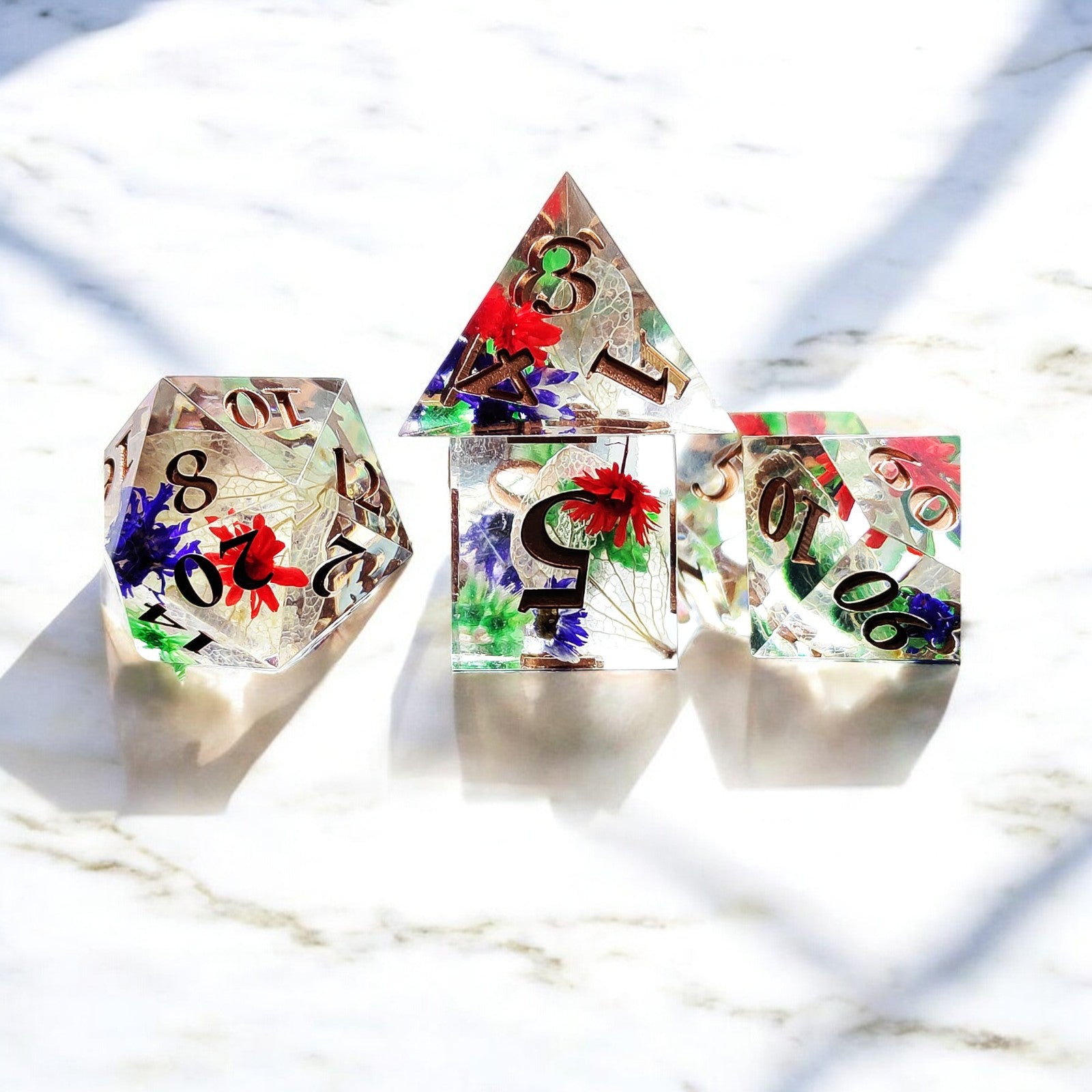 Transparent Petal Glimmer Resin Dnd D&d Dice Set - Masters Dice