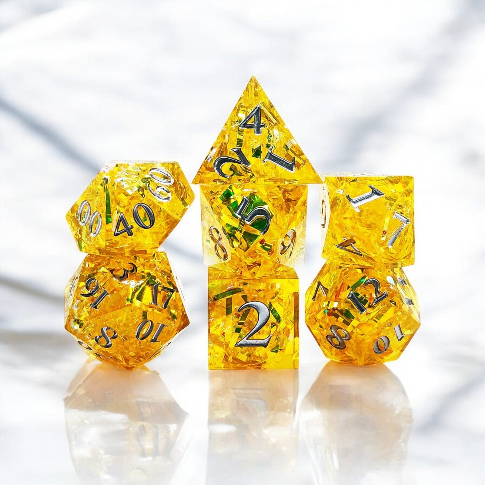 Yellow Luminous Bloom Resin Dnd D&d Dice Set - Masters Dice