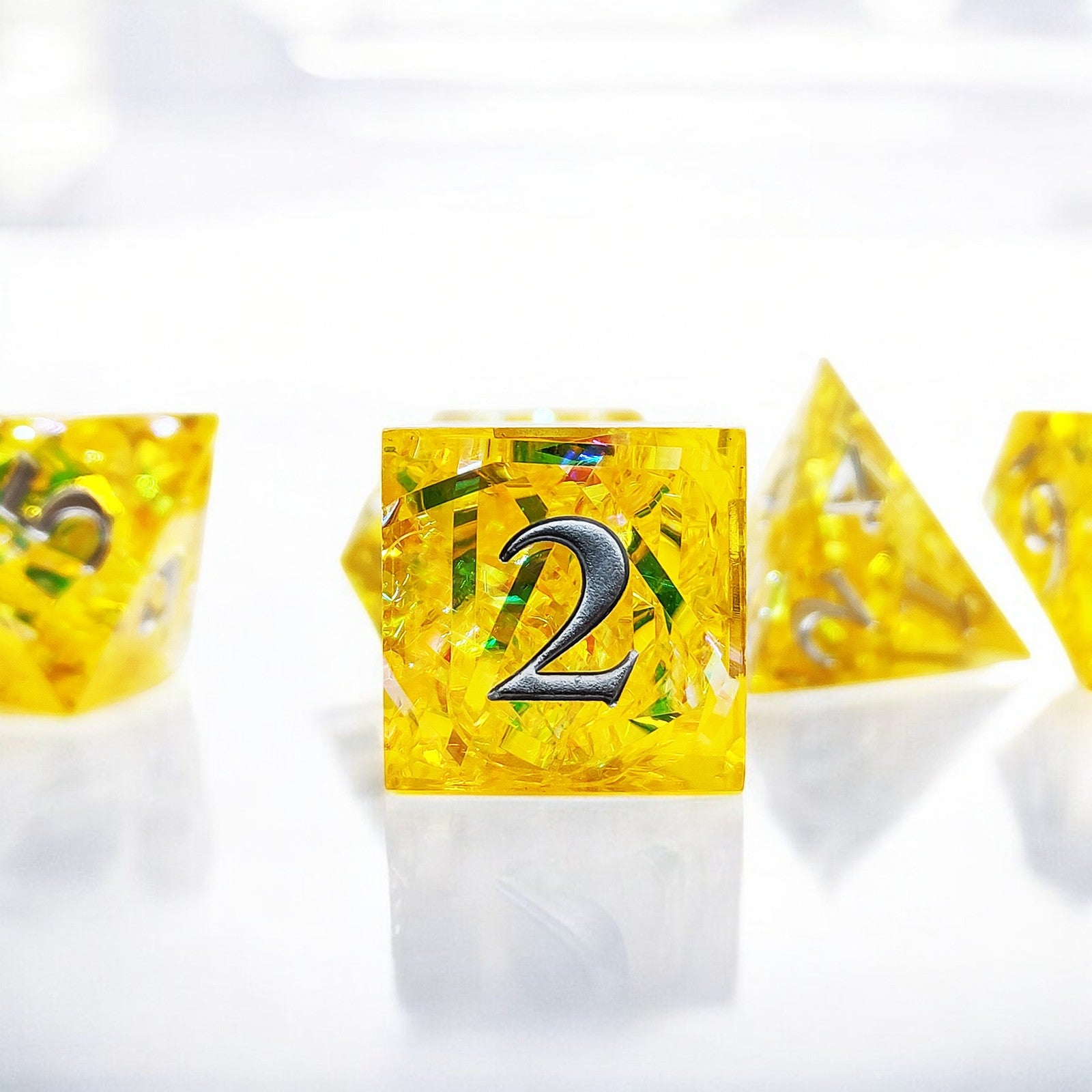 Yellow Luminous Bloom Resin Dnd D&d Dice Set - Masters Dice