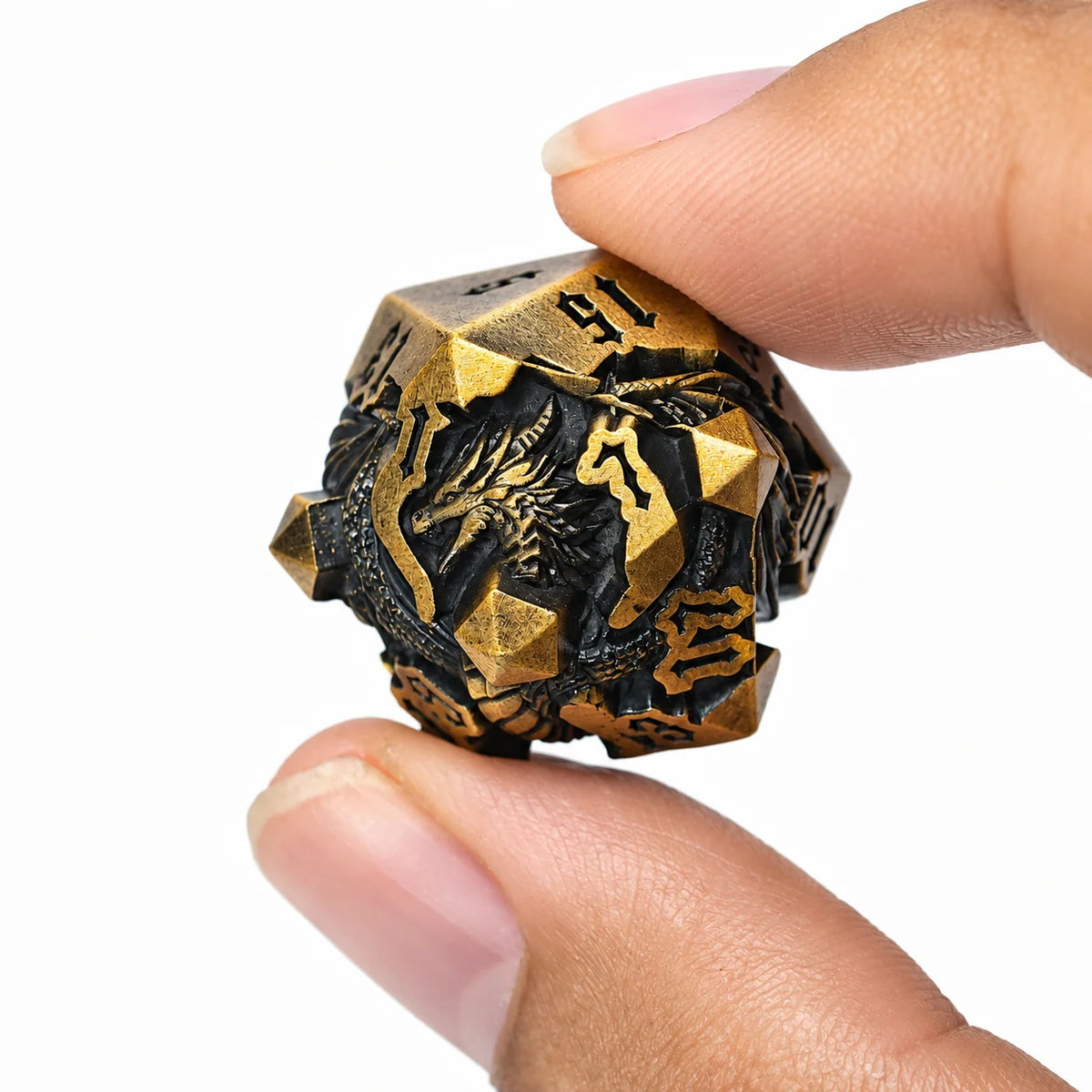 Masters Dice Dragonbound – 7-Piece Sculpted Metal Dice Set | 3D Dragon DND Dice