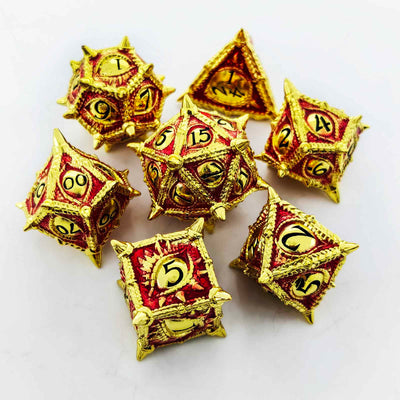 Dragon Eye Draconic Relic Metal Dnd D&d Dice Set - Gold Red