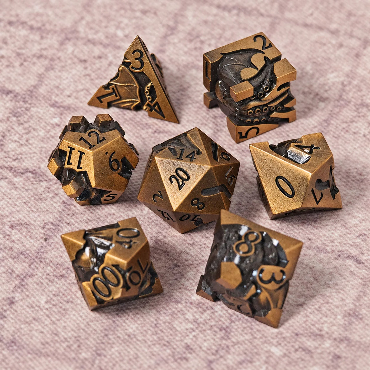Masters Dice Eldritch Abyss – 7-Piece Sculpted Metal Dice Set | Tentacle Horror TTRPG Dice