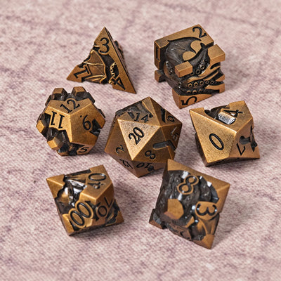 Masters Dice Eldritch Abyss – 7-Piece Sculpted Metal Dice Set | Tentacle Horror TTRPG Dice