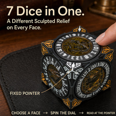 Masters Dice Relic #000 – Class Legacy Spinner | 7-in-1 Dual-Spinner-Metallwürfel