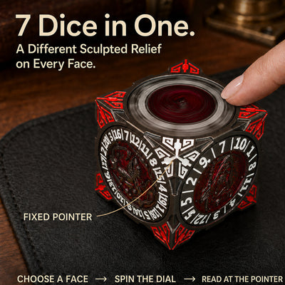 Masters Dice Relic #000 – Class Legacy Spinner | 7-in-1 Dual-Spinner-Metallwürfel