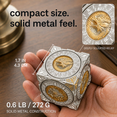 Masters Dice Relic #000 – Class Legacy Spinner | 7-in-1 Dual-Spinner-Metallwürfel