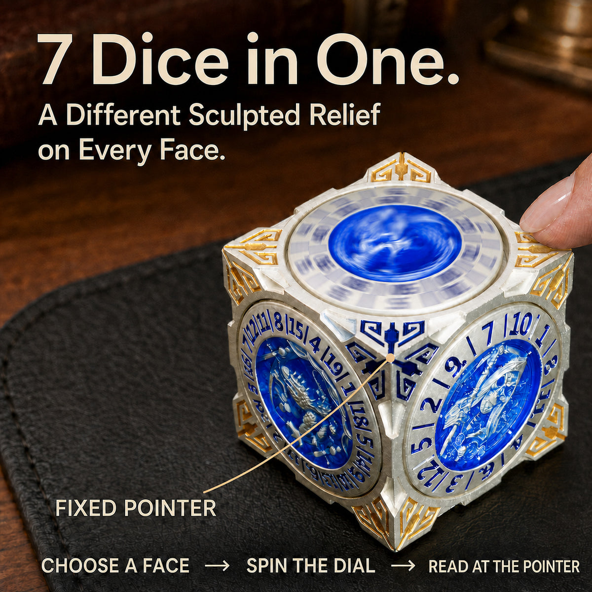 Masters Dice Relic #000 – Class Legacy Spinner | 7-in-1 Dual-Spinner-Metallwürfel