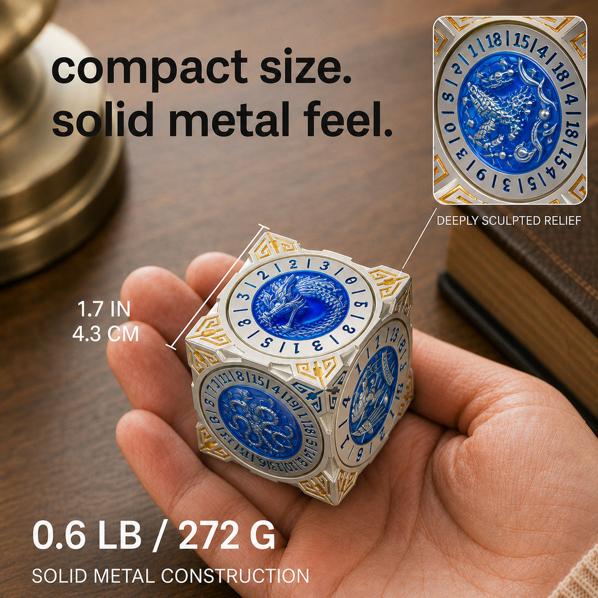 Masters Dice Relic #000 – Class Legacy Spinner | 7-in-1 Dual-Spinner-Metallwürfel