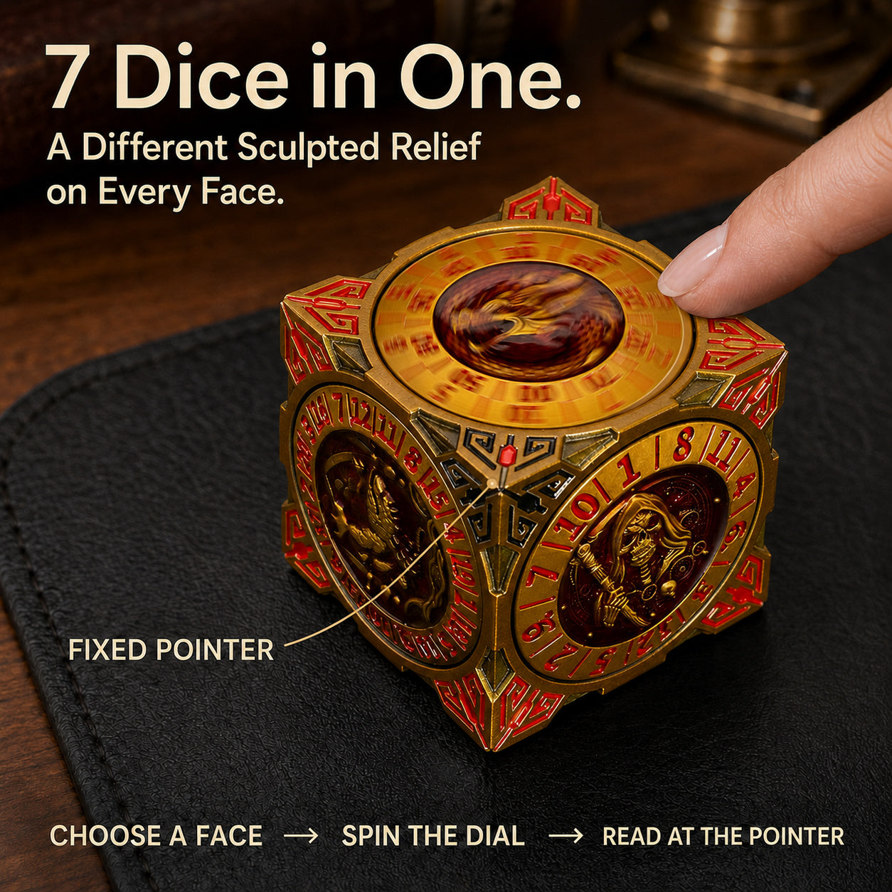 Masters Dice Relic #000 – Class Legacy Spinner | 7 -in-1 Dual-Spinner Metal Dice