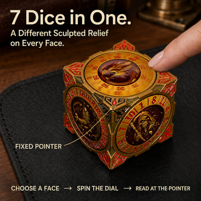 Masters Dice Relic #000 – Class Legacy Spinner | 7-in-1 Dual-Spinner-Metallwürfel