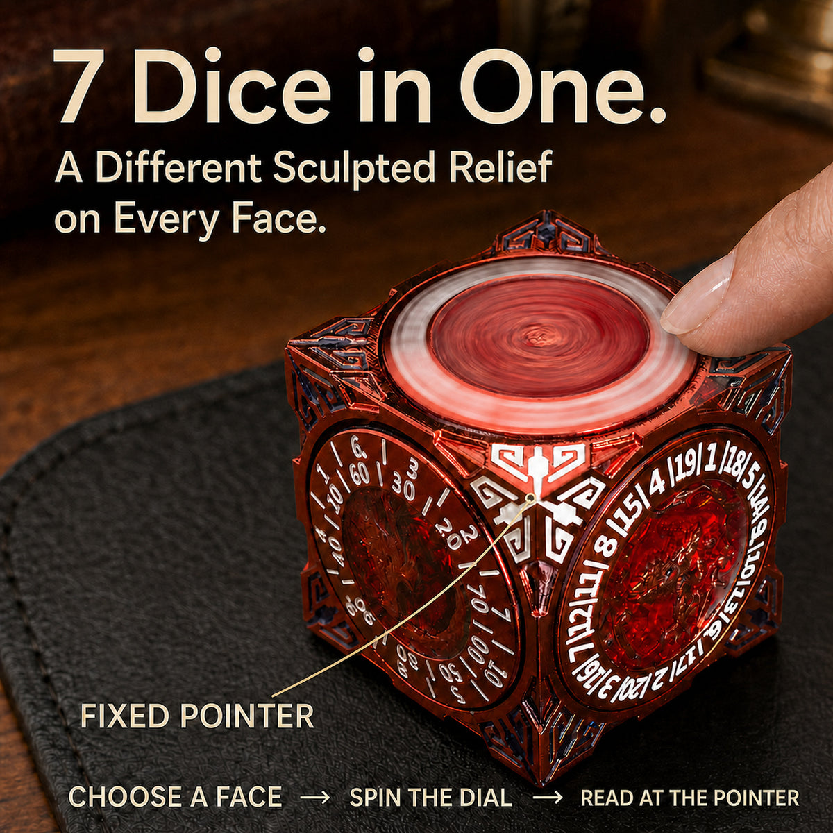 Masters Dice Relic #000 – Class Legacy Spinner | 7 -in-1 Dual-Spinner Metal Dice