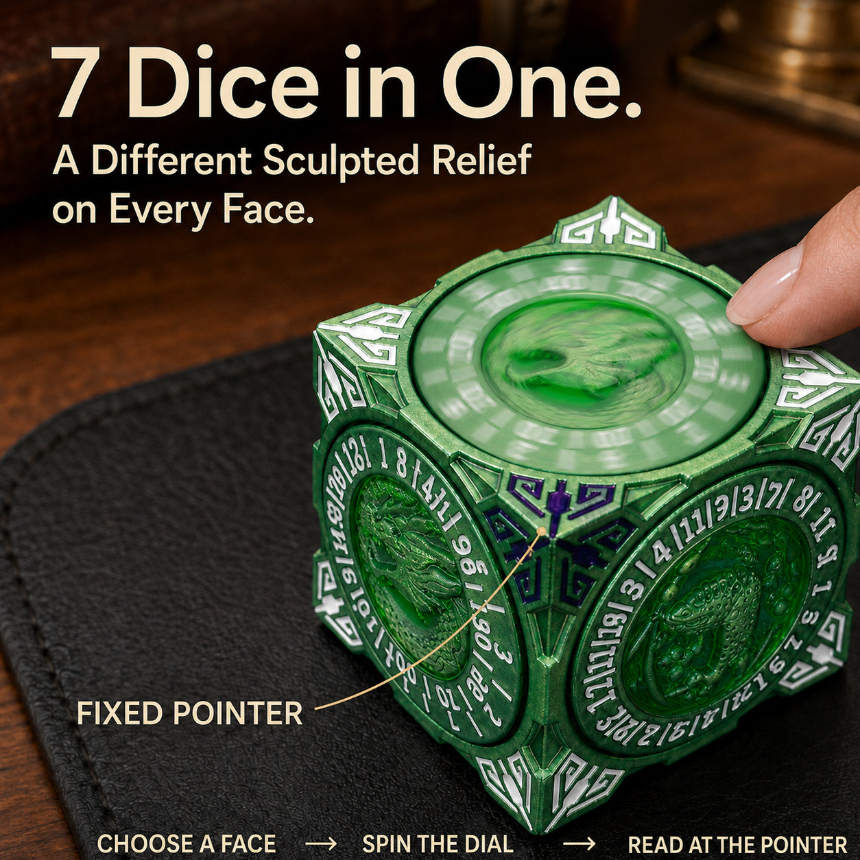 Masters Dice Relic #000 – Class Legacy Spinner | 7 -in-1 Dual-Spinner Metal Dice
