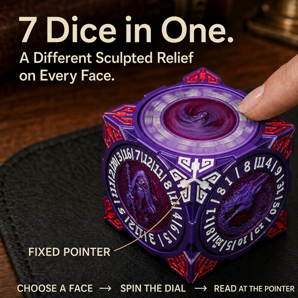 Masters Dice Relic #000 – Class Legacy Spinner | 7 -in-1 Dual-Spinner Metal Dice