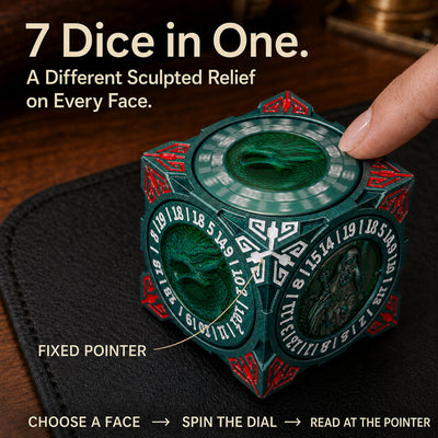 Masters Dice Relic #000 – Class Legacy Spinner | 7-in-1 Dual-Spinner-Metallwürfel