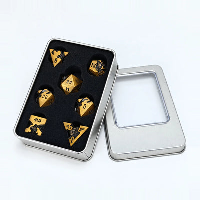 Masters Dice Dragonbound – 7-Piece Sculpted Metal Dice Set | 3D Dragon DND Dice