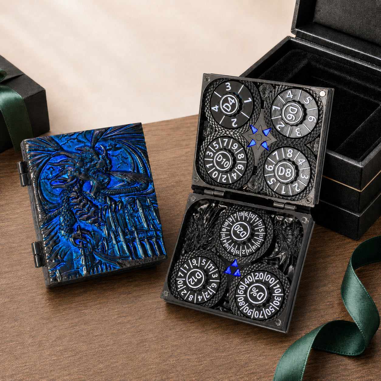 Masters Dice Codex #001 – Spellbook | 7-in-1 Pocket Spinner DND Dice Set