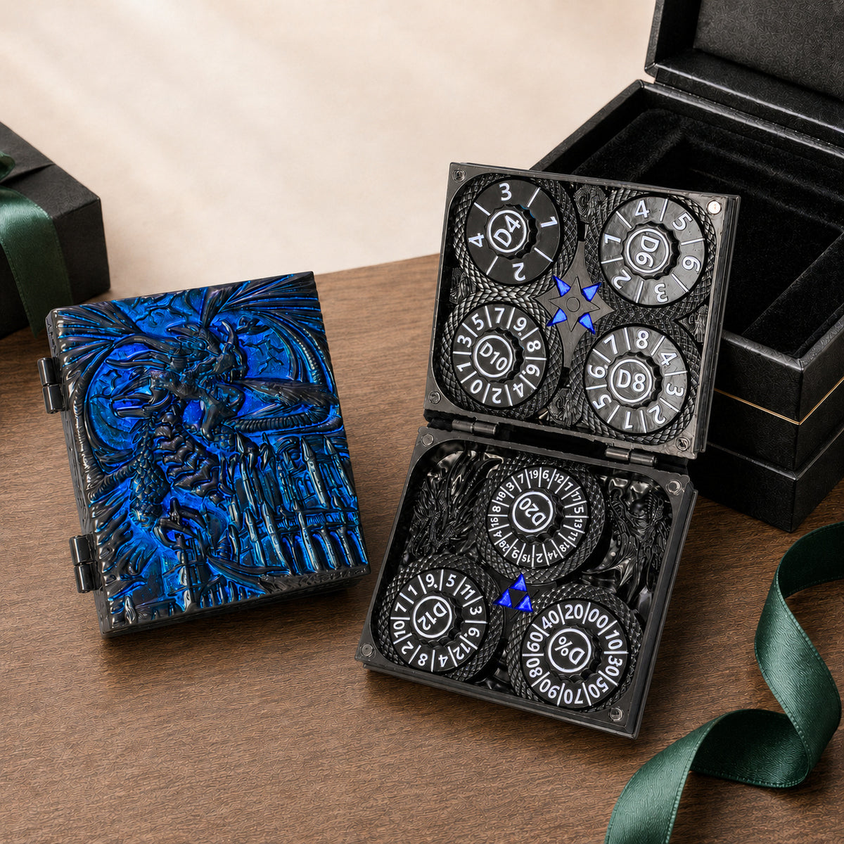 Masters Dice Codex #001 – Spellbook | 7-in-1 Pocket Spinner DND Dice Set