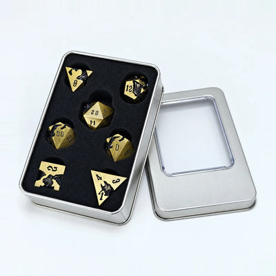 Masters Dice Dragonbound – 7-Piece Sculpted Metal Dice Set | 3D Dragon DND Dice