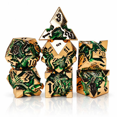 Masters Dice Dragonbound – 7-Piece Sculpted Metal Dice Set | 3D Dragon DND Dice