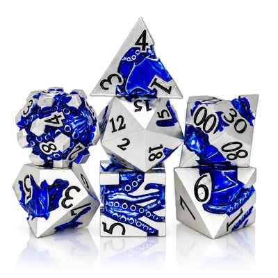 Masters Dice Eldritch Abyss – 7-Piece Sculpted Metal Dice Set | Tentacle Horror TTRPG Dice