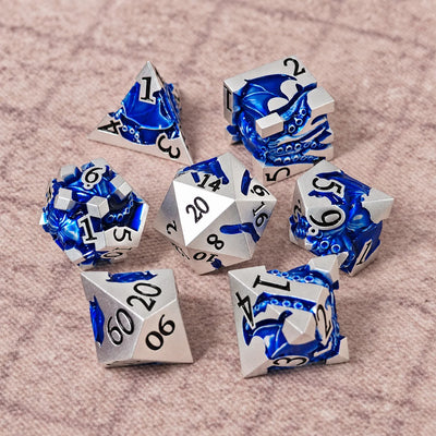 Masters Dice Eldritch Abyss – 7-Piece Sculpted Metal Dice Set | Tentacle Horror TTRPG Dice